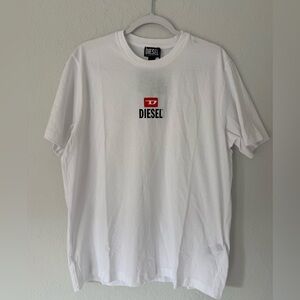 NWT Diesel White Short Sleeve Tee with Red & Black Logo
